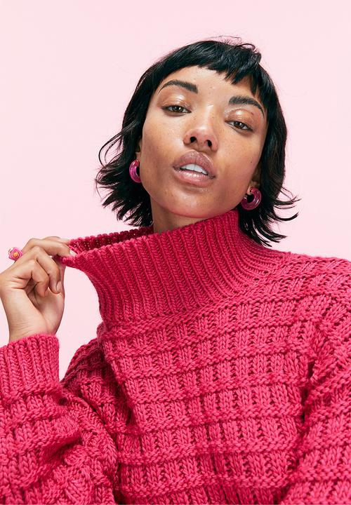 H&M - Oversized turtleneck jumper -  cerise