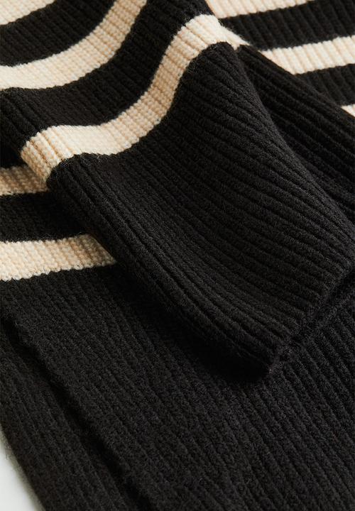 H&M - Zip-top rib-knit jumper - black/striped