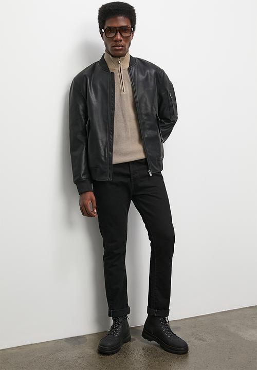 Superbalist - Regular fit quarter zip l/s turtleneck knit - brown