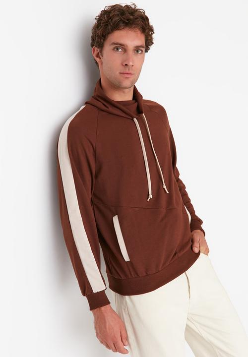 Trendyol - Printed side stripe hoodie - brown