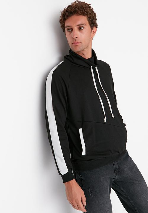 Trendyol - Printed side stripe hoodie - black