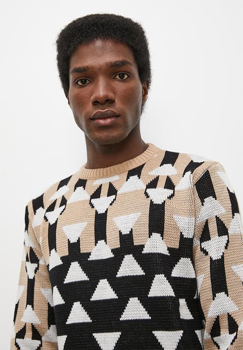 Superbalist - Regular fit geo pattern crew neck - multi