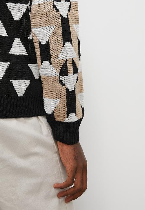 Superbalist - Regular fit geo pattern crew neck - multi