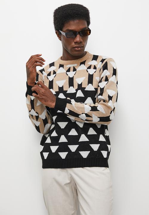 Superbalist - Regular fit geo pattern crew neck - multi