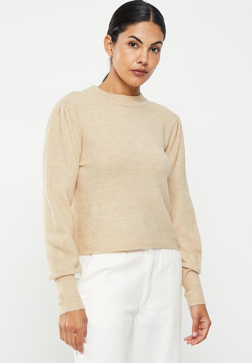 Jacqueline de Yong - Elanor long sleeve reversible pullover - cement melange