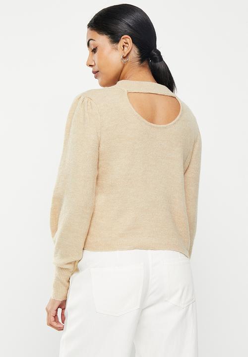 Jacqueline de Yong - Elanor long sleeve reversible pullover - cement melange