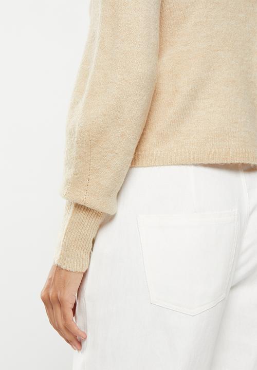 Jacqueline de Yong - Elanor long sleeve reversible pullover - cement melange