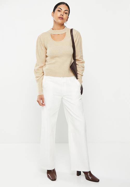 Jacqueline de Yong - Elanor long sleeve reversible pullover - cement melange