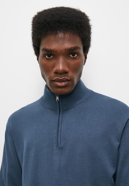 Superbalist - Slim fit quarter zip l/s turtleneck knit - blue