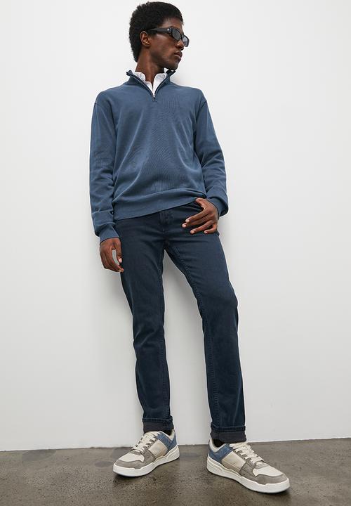 Superbalist - Slim fit quarter zip l/s turtleneck knit - blue
