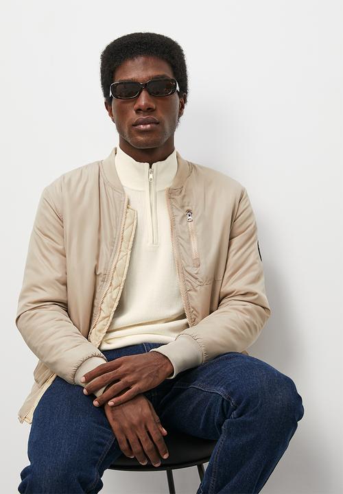 Superbalist - Regular fit quarter zip l/s turtleneck knit - cream