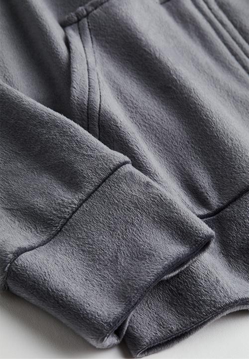 H&M - Velour zip-through hoodie - dark grey