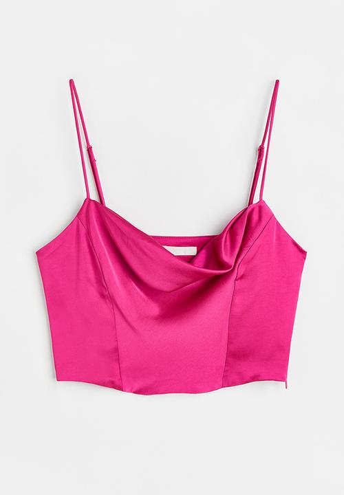 Satin corset top - cerise - 1125364003