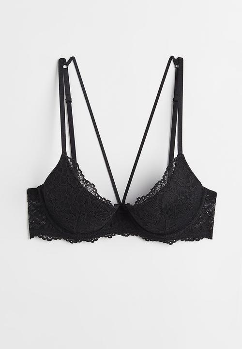 H&M - Lace push-up bra - black