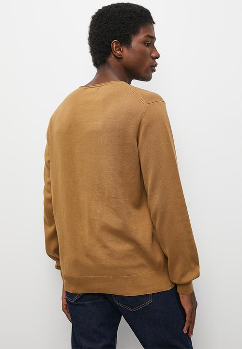 Superbalist - Slim fit l/s crew neck knit - burnt brick