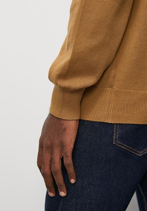 Superbalist - Slim fit l/s crew neck knit - burnt brick
