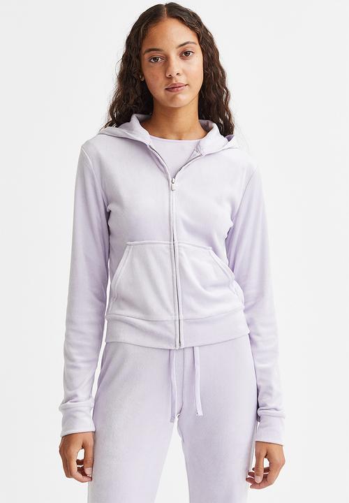 H&M - Velour zip-through hoodie - light purple