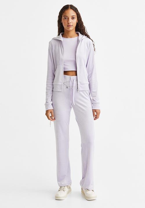 H&M - Velour zip-through hoodie - light purple