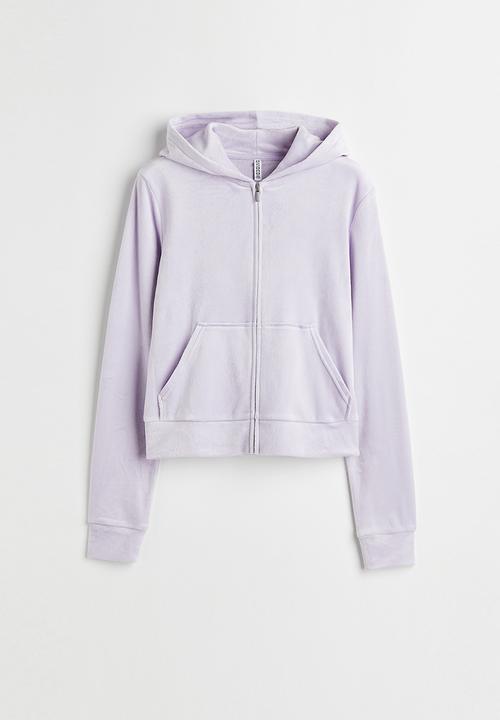 H&M - Velour zip-through hoodie - light purple