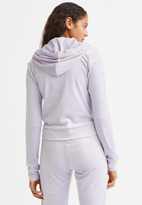 H&M - Velour zip-through hoodie - light purple