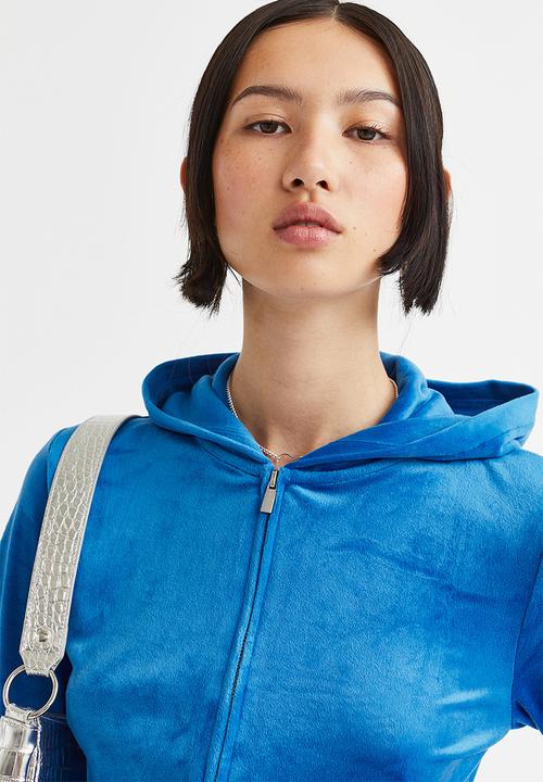 H&M - Velour zip-through hoodie - bright blue