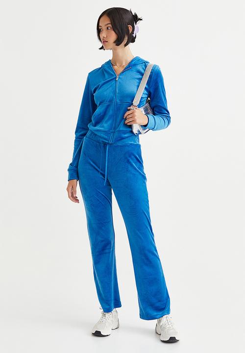 H&M - Velour zip-through hoodie - bright blue