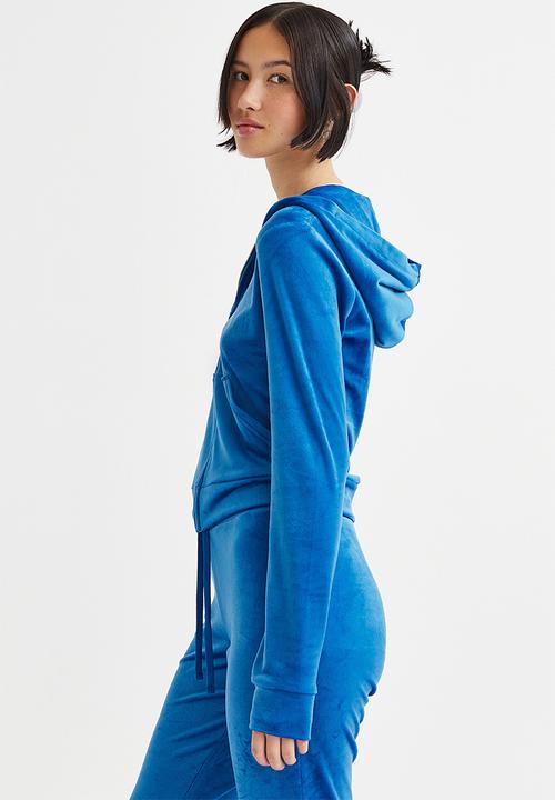 H&M - Velour zip-through hoodie - bright blue