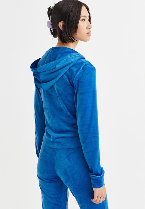 H&M - Velour zip-through hoodie - bright blue