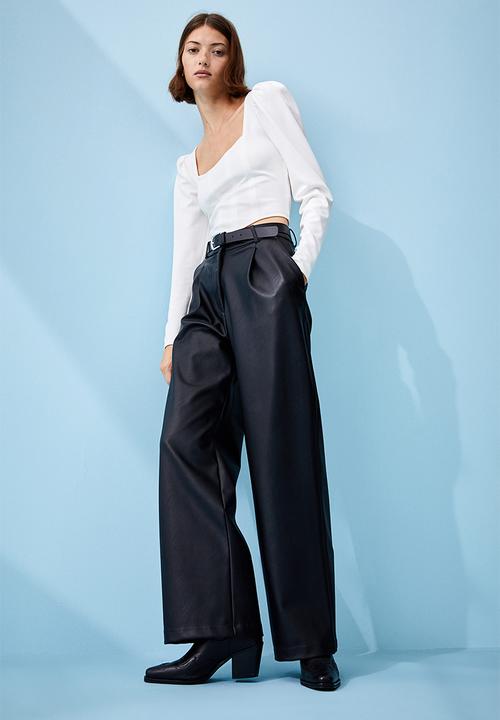 H&M - Puff-sleeved corset top - white
