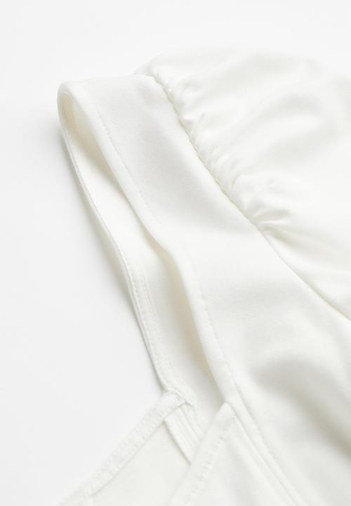 H&M - Puff-sleeved corset top - white