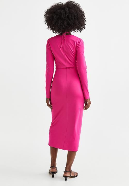 H&M - Drawstring-detail bodycon dress - cerise 