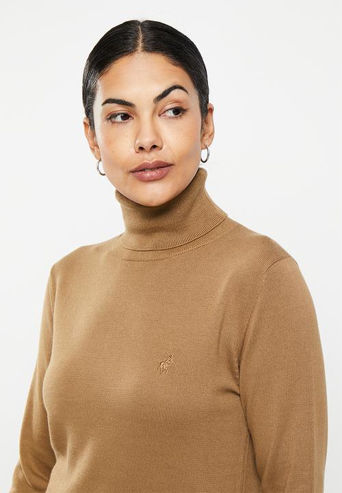 POLO - Wmn cotton long sleeve poloneck - camel