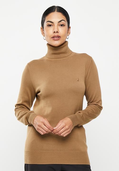 POLO - Wmn cotton long sleeve poloneck - camel