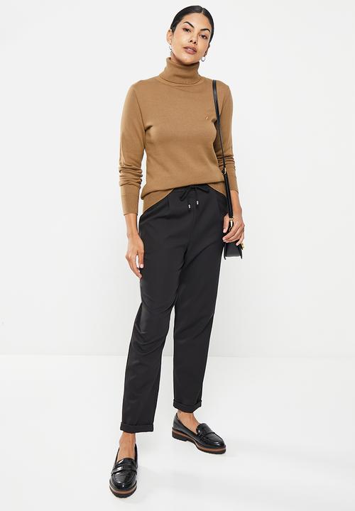 POLO - Wmn cotton long sleeve poloneck - camel