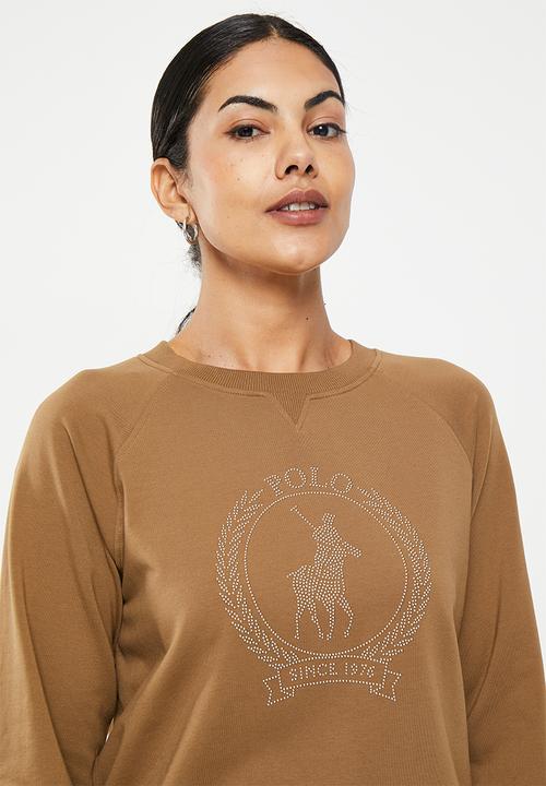 POLO - Wmn nailhead long sleeve sweater - camel
