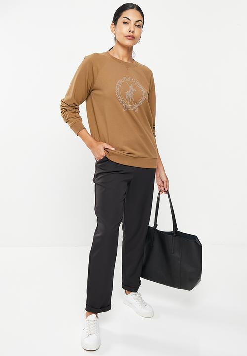 POLO - Wmn nailhead long sleeve sweater - camel