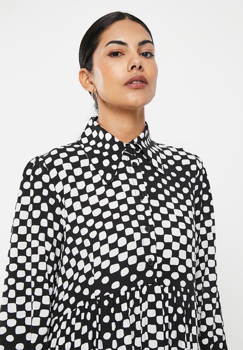 Me&B - Shirt dress Midi - disco black & white