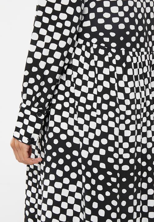 Me&B - Shirt dress Midi - disco black & white