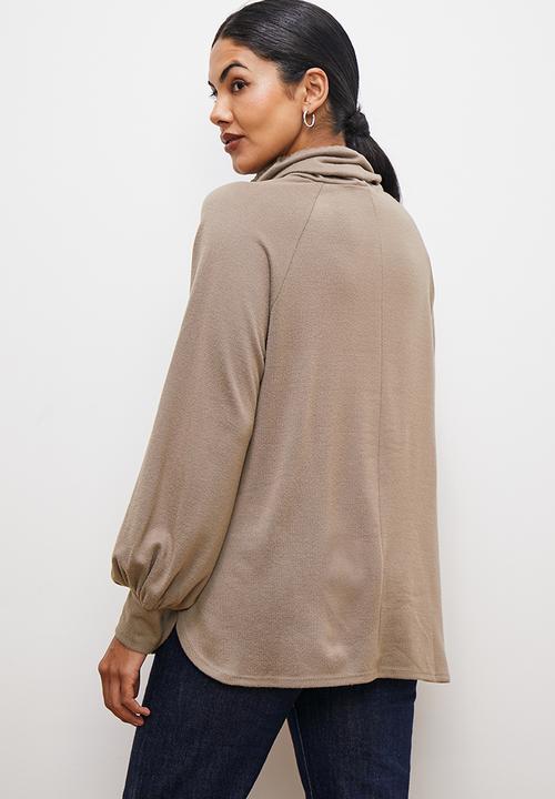 edit - Draped cowl neck cut n sew - mocha