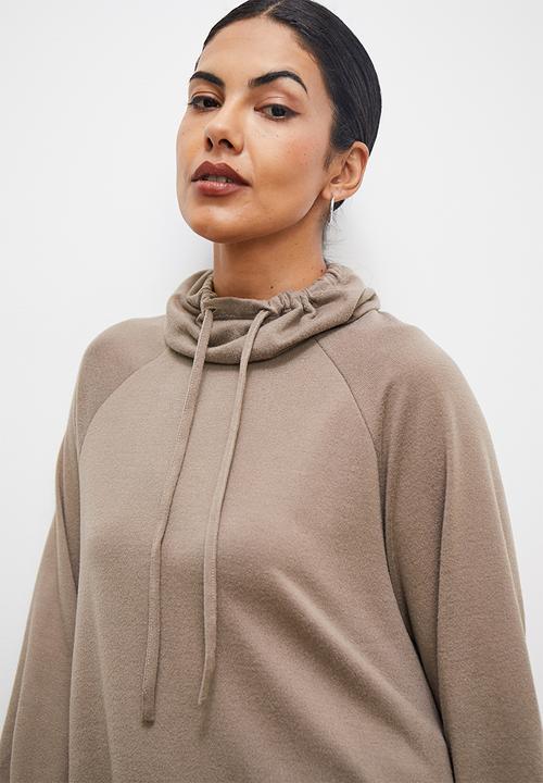 edit - Draped cowl neck cut n sew - mocha