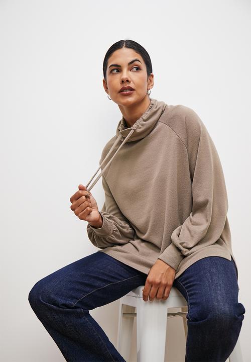 edit - Draped cowl neck cut n sew - mocha