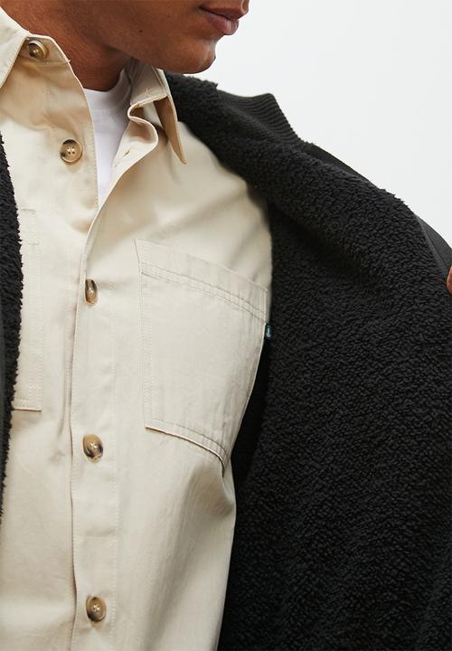 Lark & Crosse - Sherpa lined zip through knitwear - charcoal