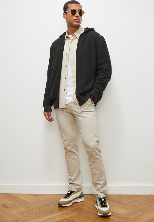 Lark & Crosse - Sherpa lined zip through knitwear - charcoal