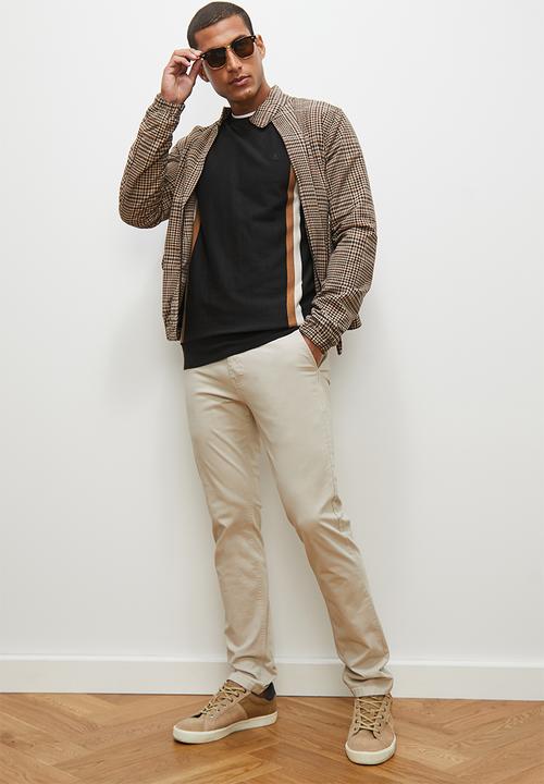 Lark & Crosse - Stripe pattern crew neck knit - black & stone multi