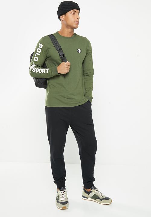 POLO - Men sport sleeve print long sleeve tee - green