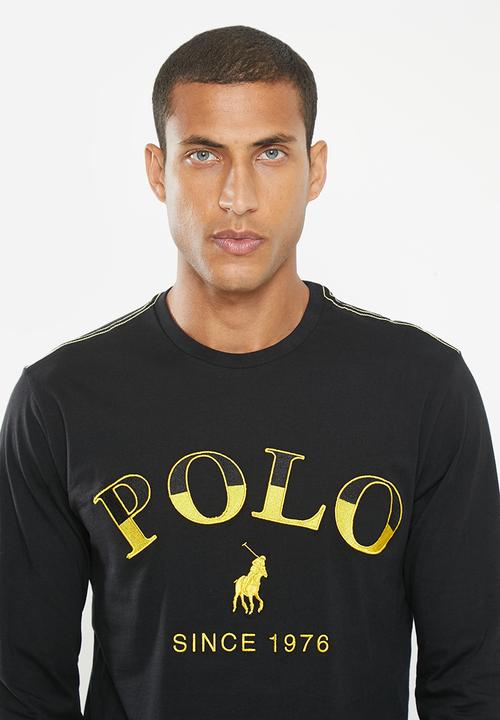 POLO - Mens logo embroidery long sleeve tee - black