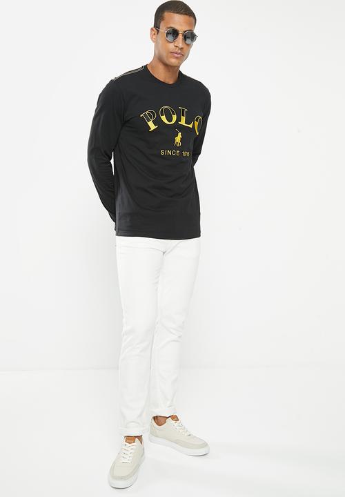 POLO - Mens logo embroidery long sleeve tee - black