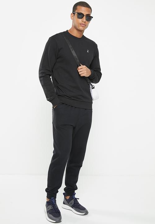 POLO - Men sport long sleeve sweat top - black