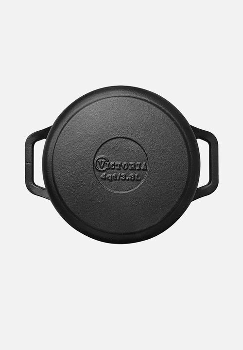 Victoria - 3.8L Cast iron casserole with cast iron lid - black enamelled