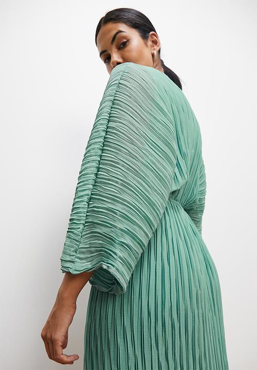 edit - Dolman sleeve pleated midi dress - bottle green